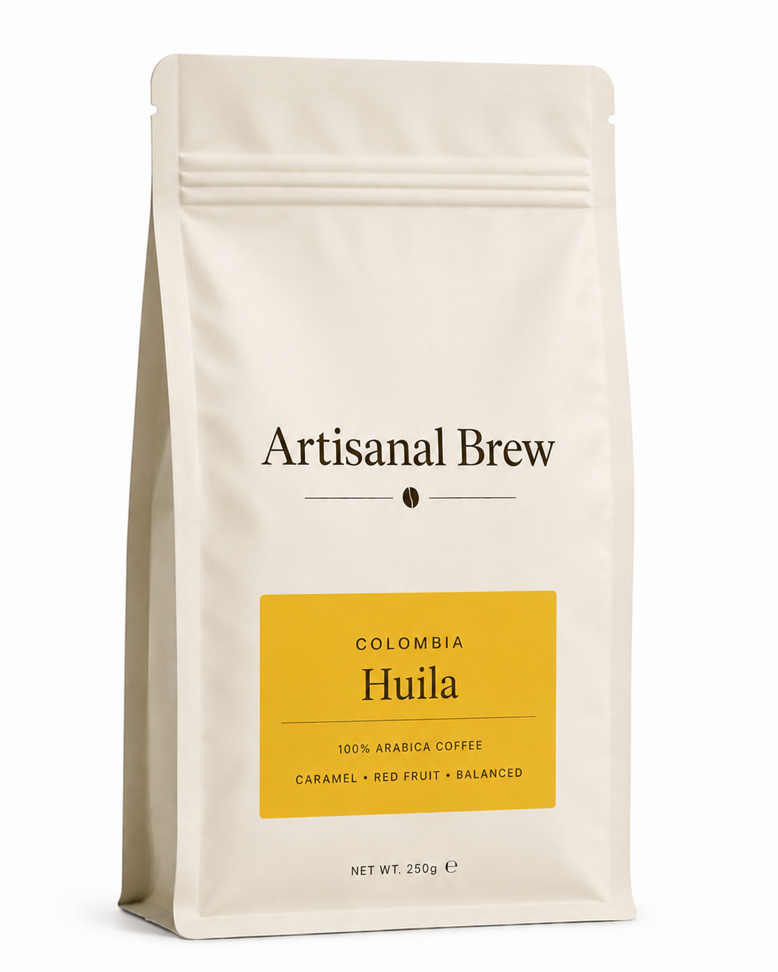 Artisanal Brew Colombia Huila coffee bag